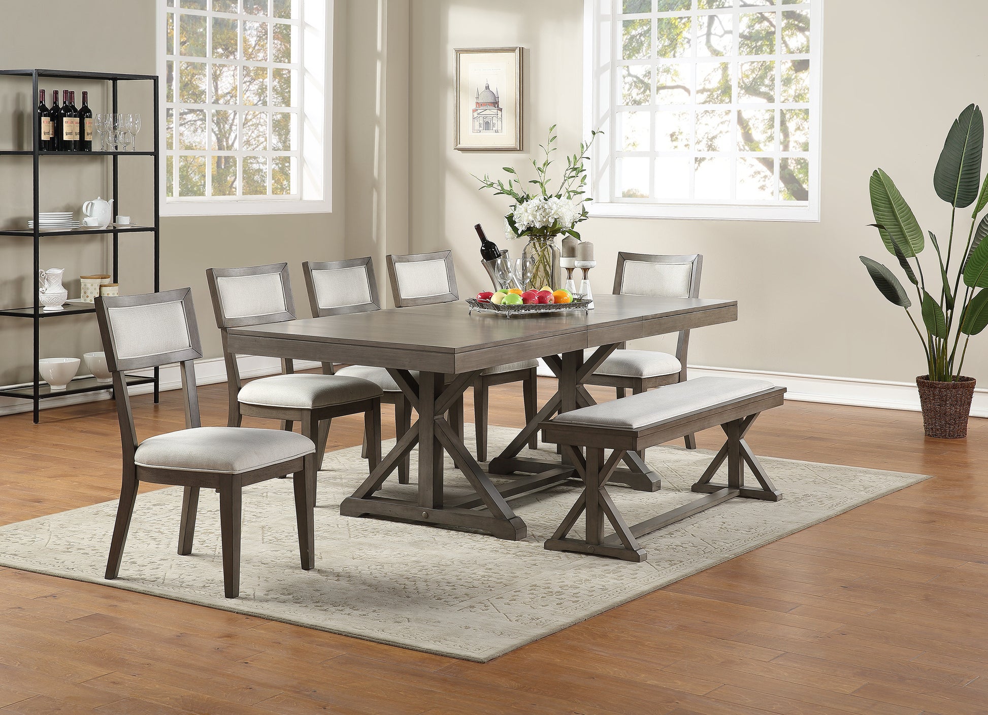 White Fabric Upholstery Dining Chair, Grey Set Of 2 Solid White Dining Room Dining Chairs Solid Wood