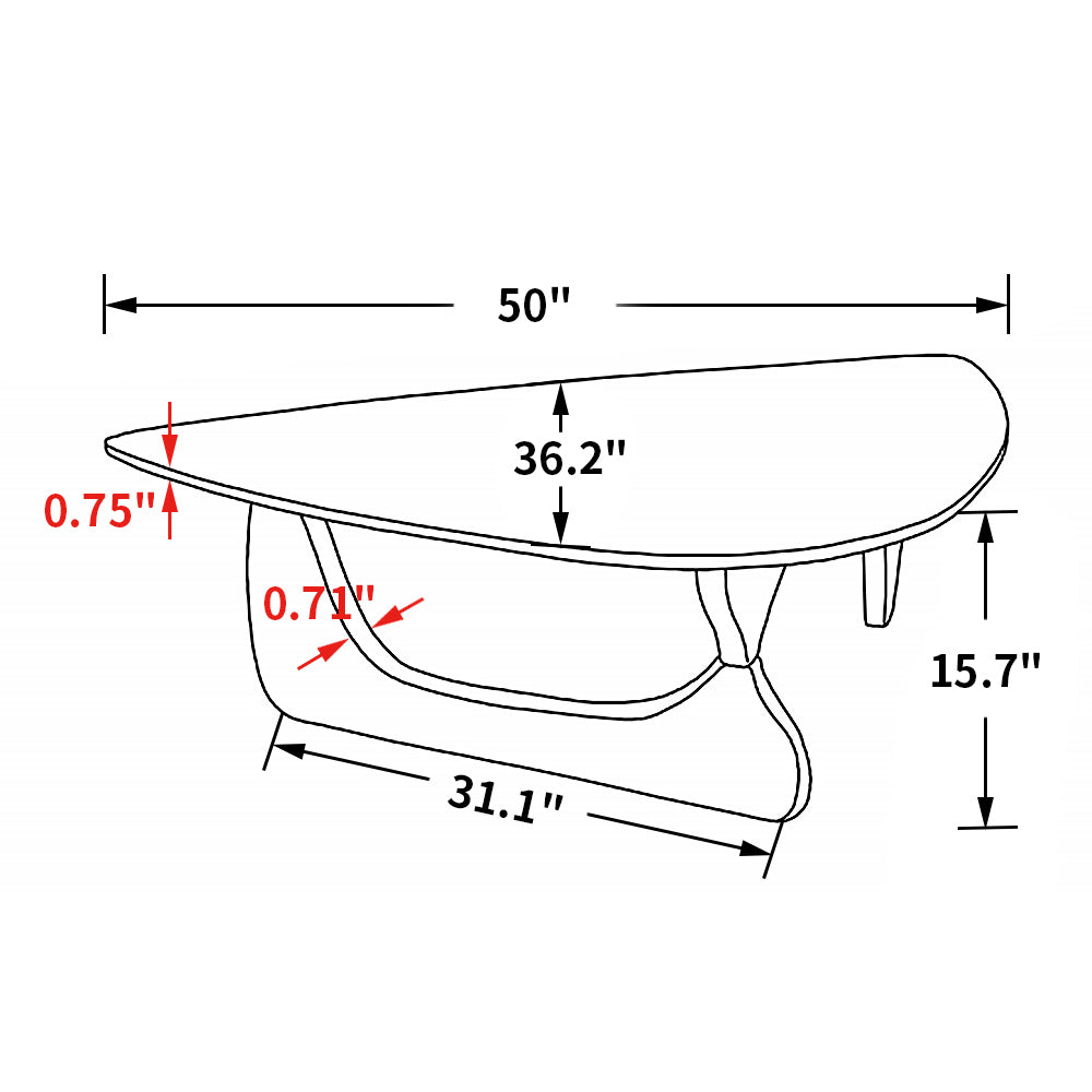 Light Walnut Triangle Coffee Table Wood Base For Living Room Walnut Solid Wood