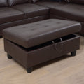 3 Pc Sectional Sofa Set, Brown Faux Leather Left Facing Chaise With Free Storage Ottoman Brown Leather