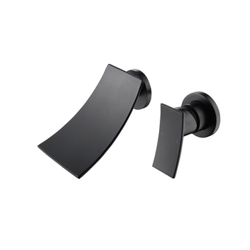 Wall Mount Widespread Bathroom Faucet Matte Black Brass