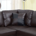 3 Pc Sectional Sofa Set, Brown Faux Leather Left Facing Chaise With Free Storage Ottoman Brown Leather