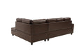 3 Pc Sectional Sofa Set, Brown Faux Leather Left Facing Chaise With Free Storage Ottoman Brown Leather