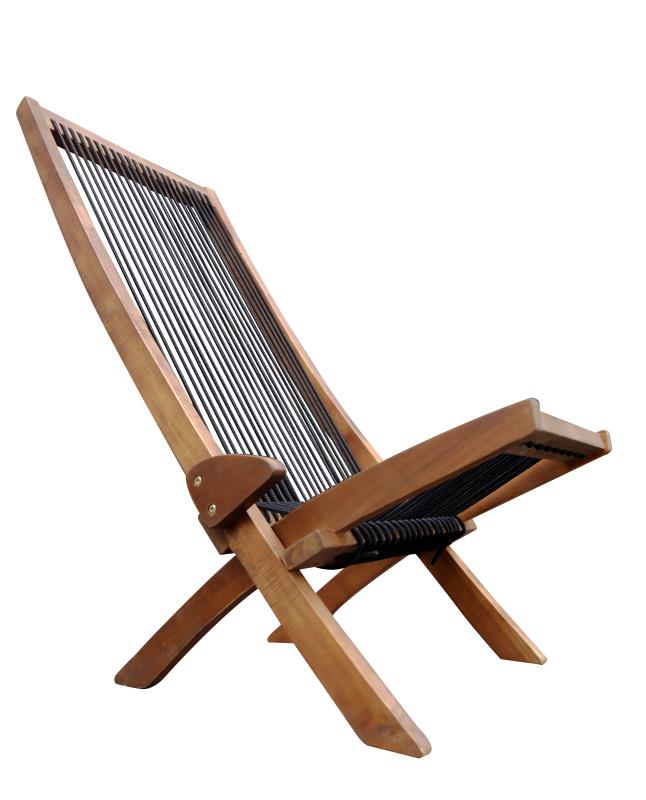 Folding Roping Wood Chair Natural Solid Wood