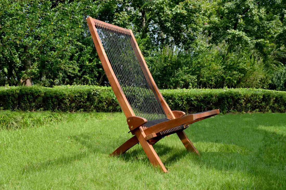 Folding Roping Wood Chair Natural Solid Wood