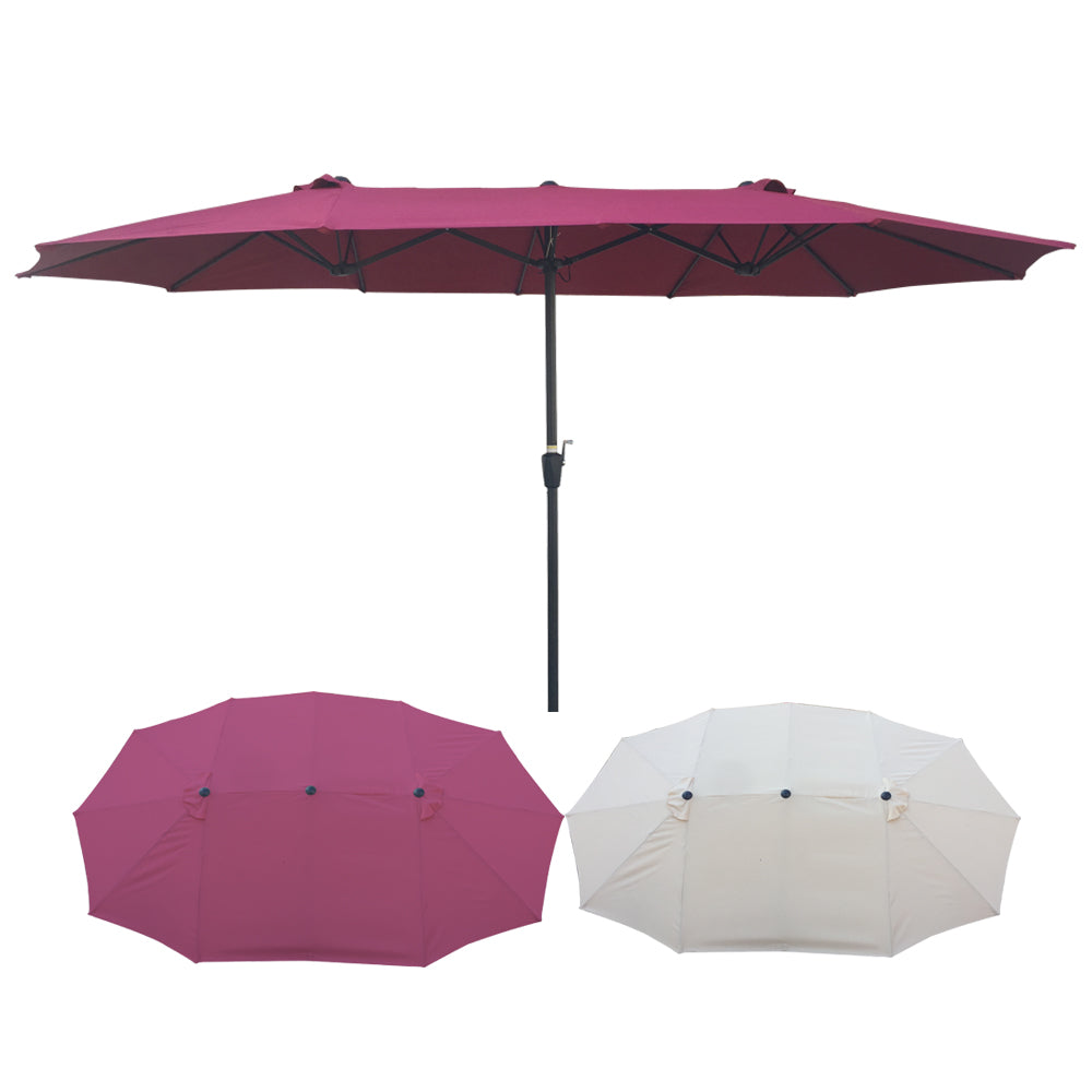 15Ftx9Ftdouble Sided Patio Umbrella Outdoor Market Table Garden Extra Large Waterproof Twin Umbrellas With Crank And Wind Vents For Garden Deck Backyard Pool Shade Outside Deck Swimming Pool Burgundy Metal