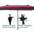 15Ftx9Ftdouble Sided Patio Umbrella Outdoor Market Table Garden Extra Large Waterproof Twin Umbrellas With Crank And Wind Vents For Garden Deck Backyard Pool Shade Outside Deck Swimming Pool Burgundy Metal