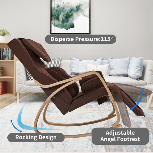 Full Massage Function Air Pressure Comfortable Relax Rocking Chair, Lounge Chair Relax Chair With Cotton Fabric Cushion Brown Brown Linen