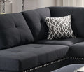 3 Pcs Sectional Sofa Black Polyfiber Cushion Sofa Chaise Ottoman Reversible Couch Pillows Black Wood Primary Living Space Tufted Back Contemporary,Modern L Shaped Rubberwood Particle Board 4 Seat