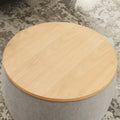 Round Storage Ottoman, 2 In 1 Function, Work As End Table And Ottoman, Grey 25.5