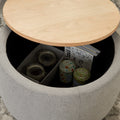 Round Storage Ottoman, 2 In 1 Function, Work As End Table And Ottoman, Grey 25.5