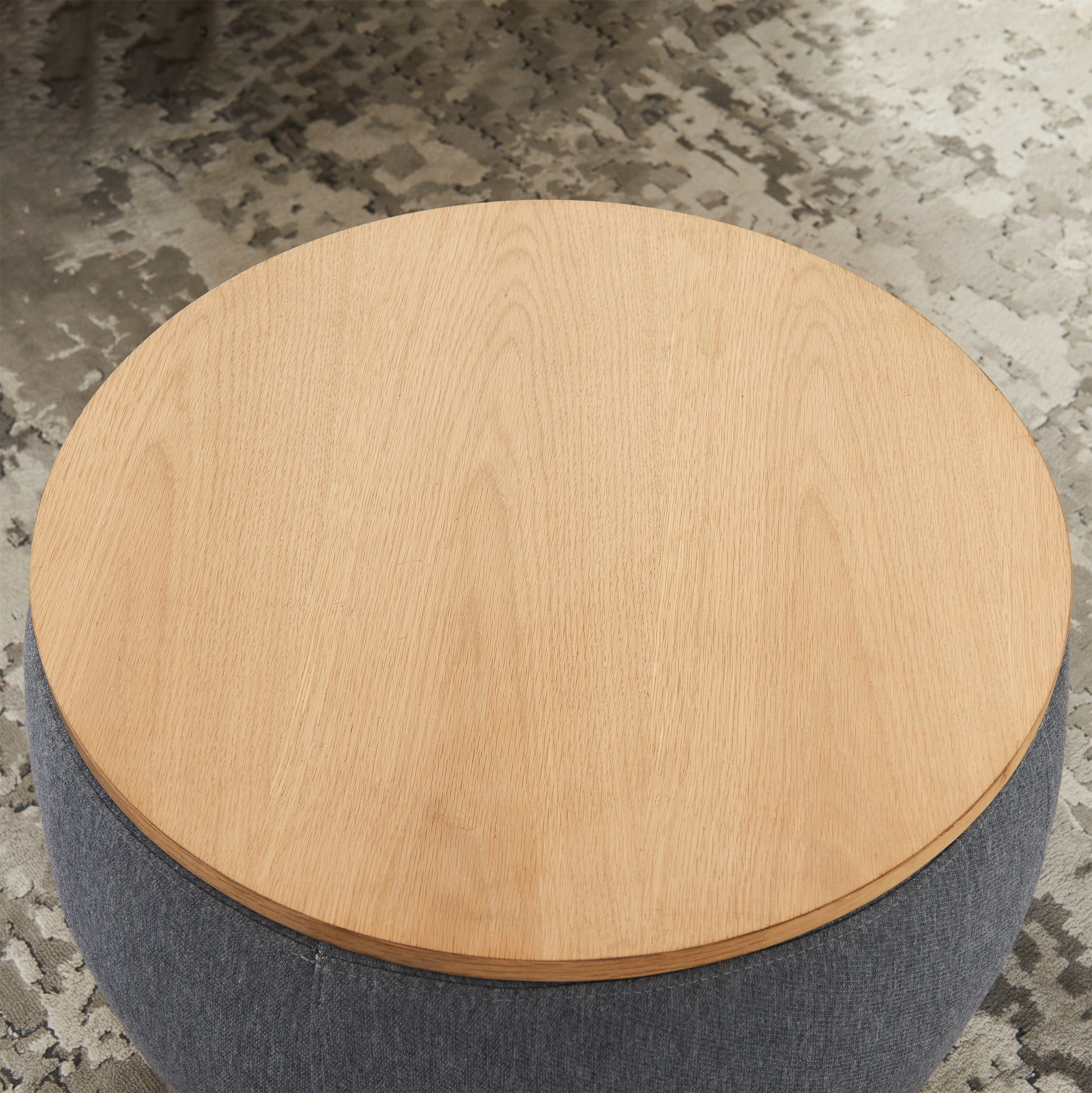 Round Storage Ottoman, 2 In 1 Function, Work As End Table And Ottoman, Dark Grey 25.5"X25.5"X14.5" Dark Grey Mdf