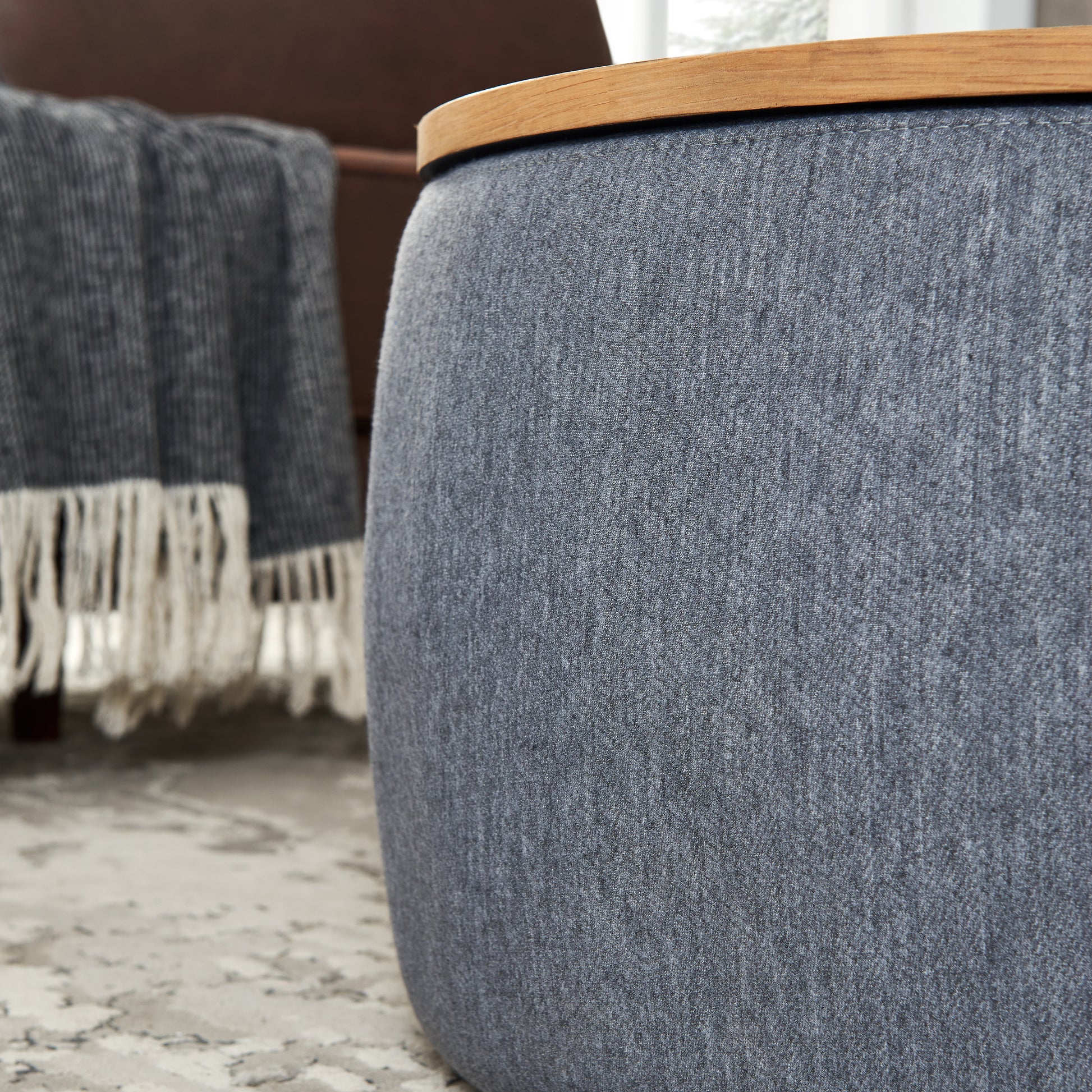 Round Storage Ottoman, 2 In 1 Function, Work As End Table And Ottoman, Dark Grey 25.5"X25.5"X14.5" Dark Grey Mdf