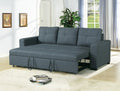 Sofa W Pull Out Bed Convertible Sofa In Blue Grey Polyfiber Hs00 F6532 Blue Grey Wood Primary Living Space Tufted Back Modern,Transitional Pine Square Arms Plywood 2 Seat
