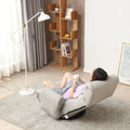 Adjustable Head And Waist, Game Chair, Lounge Chair In The Living Room, 360 Degree Rotatable Sofa Chair,Rotatable Seat Leisure Chair Deck Chair Gray Linen Metal