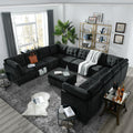 Ottoman For Modular Sectional,Black Velvet 25.5