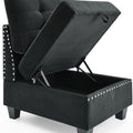 L Shape Modular Sectional Sofa,Diy Combination,Includes Three Single Chair And Three Corner ,Black Velvet. Black Foam Velvet