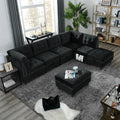 Ottoman For Modular Sectional,Black Velvet 25.5