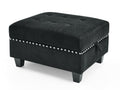 Ottoman For Modular Sectional,Black Velvet 25.5