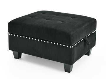 Ottoman For Modular Sectional,Black Velvet 25.5"X31.5"X19" Black Fabric