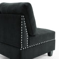 L Shape Modular Sectional Sofa,Diy Combination,Includes Three Single Chair And Three Corner ,Black Velvet. Black Foam Velvet