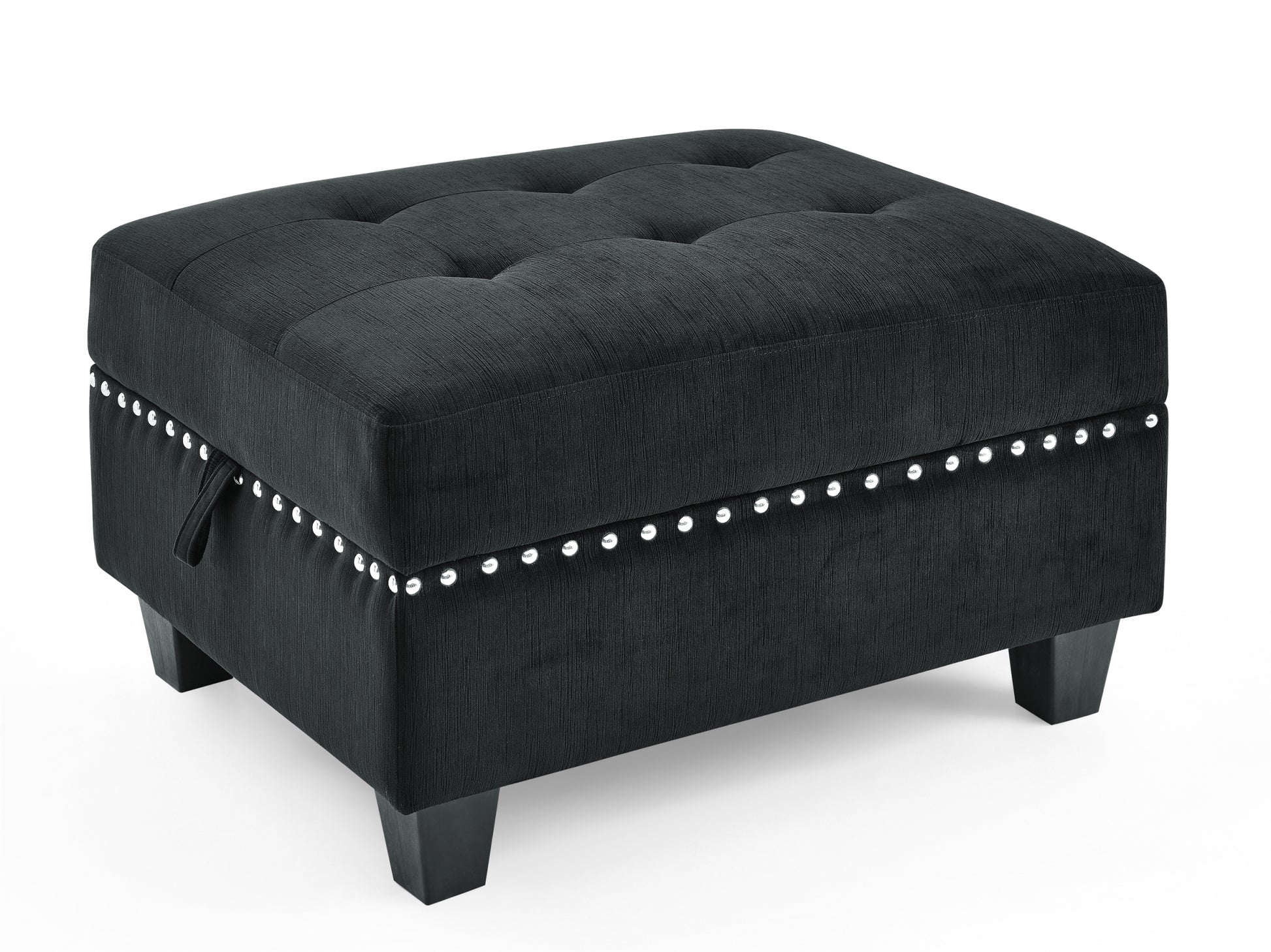 Ottoman For Modular Sectional,Black Velvet 25.5"X31.5"X19" Black Fabric