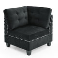 L Shape Modular Sectional Sofa,Diy Combination,Includes Three Single Chair And Three Corner ,Black Velvet. Black Foam Velvet