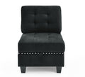 U Shape Modular Sectional Sofa,Diy Combination,Includes Seven Single Chair,Four Corner And One Ottoman,Black Velvet. Black Plywood Velvet