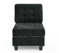 L Shape Modular Sectional Sofa,Diy Combination,Includes Three Single Chair And Three Corner ,Black Velvet. Black Foam Velvet