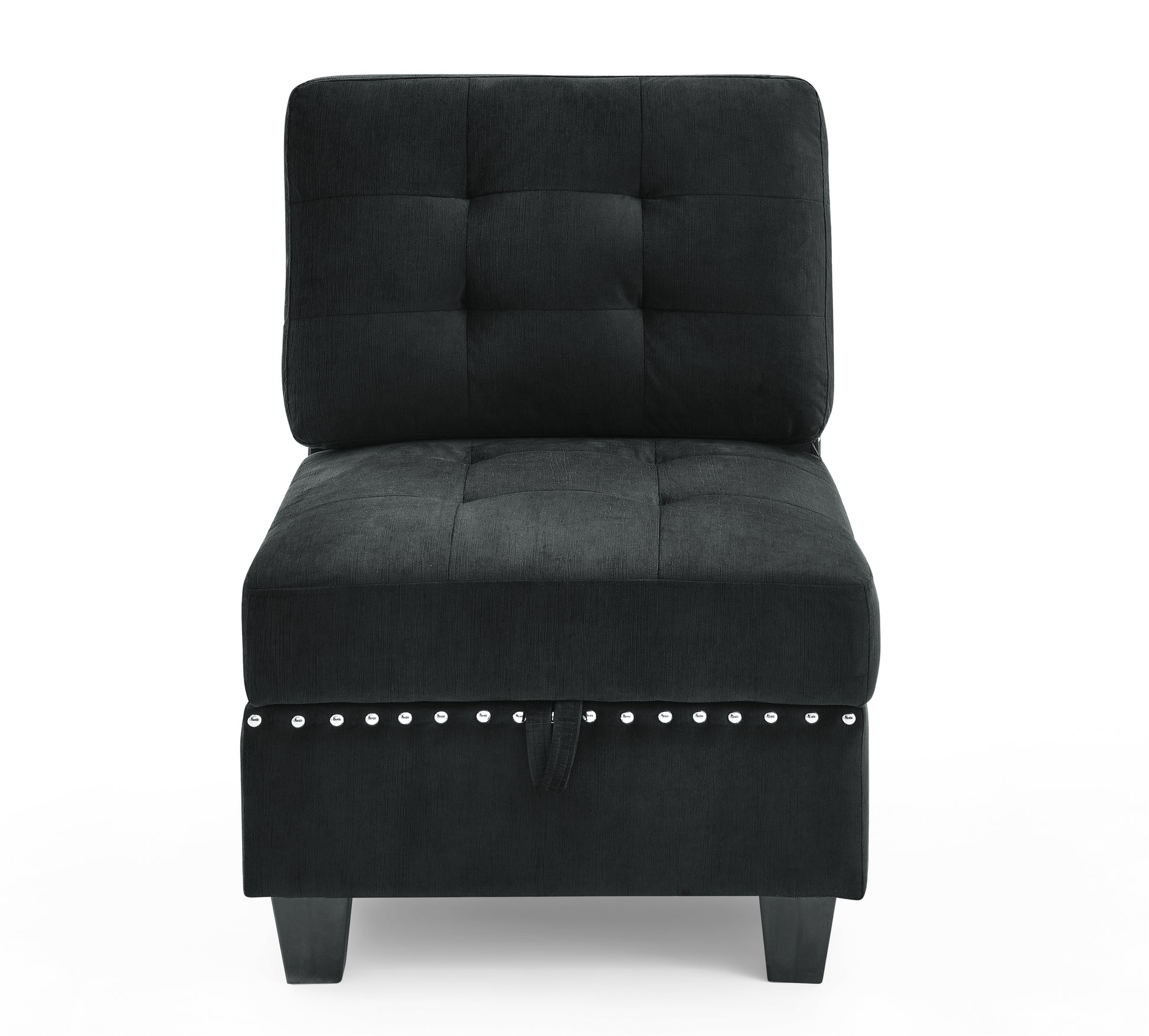 L Shape Modular Sectional Sofa,Diy Combination,Includes Three Single Chair And Three Corner ,Black Velvet. Black Foam Velvet
