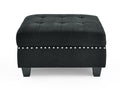 Ottoman For Modular Sectional,Black Velvet 25.5