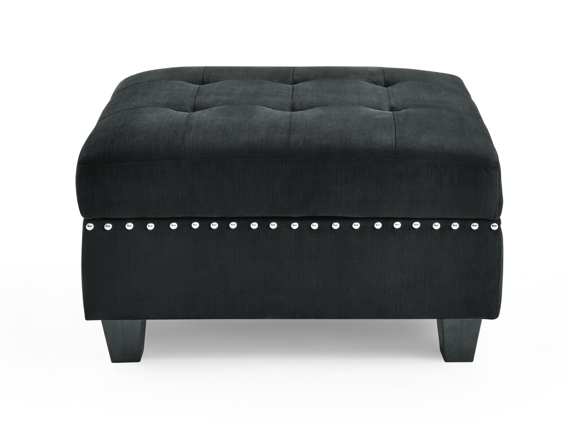 Ottoman For Modular Sectional,Black Velvet 25.5"X31.5"X19" Black Fabric