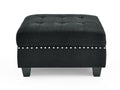 L Shape Modular Sectional Sofa,Diy Combination,Includes Three Single Chair ,Two Corner And Two Ottoman,Black Velvet. Black Foam Velvet