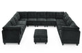 U Shape Modular Sectional Sofa,Diy Combination,Includes Seven Single Chair,Four Corner And One Ottoman,Black Velvet. Black Plywood Velvet