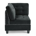 L Shape Modular Sectional Sofa,Diy Combination,Includes Three Single Chair And Three Corner ,Black Velvet. Black Foam Velvet