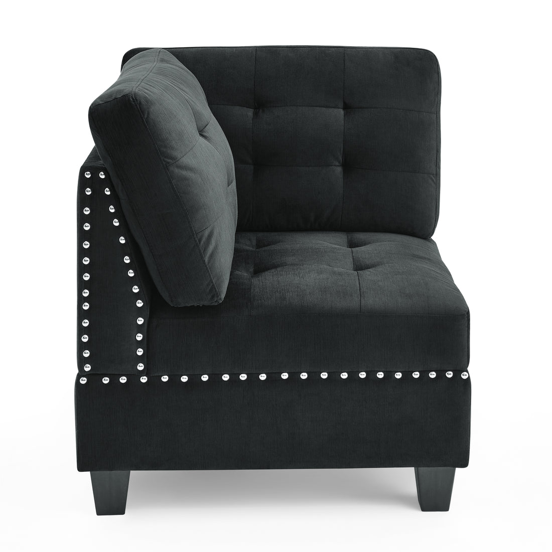 Corner Sofa For Modular Sectional,Black Velvet 31.5"X31.5"X36.5" Black Velvet