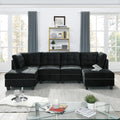 Ottoman For Modular Sectional,Black Velvet 25.5