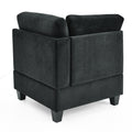 U Shape Modular Sectional Sofa,Diy Combination,Includes Two Single Chair ,Two Corner And Two Ottoman,Black Velvet. Black Polyester