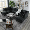 Ottoman For Modular Sectional,Black Velvet 25.5