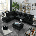 Ottoman For Modular Sectional,Black Velvet 25.5