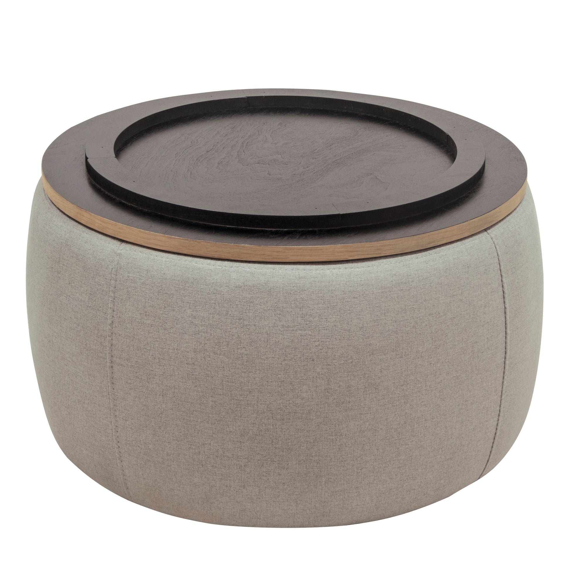 Round Storage Ottoman, 2 In 1 Function, Work As End Table And Ottoman, Grey 25.5"X25.5"X14.5" Light Grey Mdf