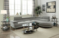 Living Room Furniture Sectional Sofa 2Pc Set Grey Faux Leather Flip Up Headrest Light Grey Faux Leather Primary Living Space Contemporary L Shaped Pillow Top Arms Bonded Leather 4 Seat