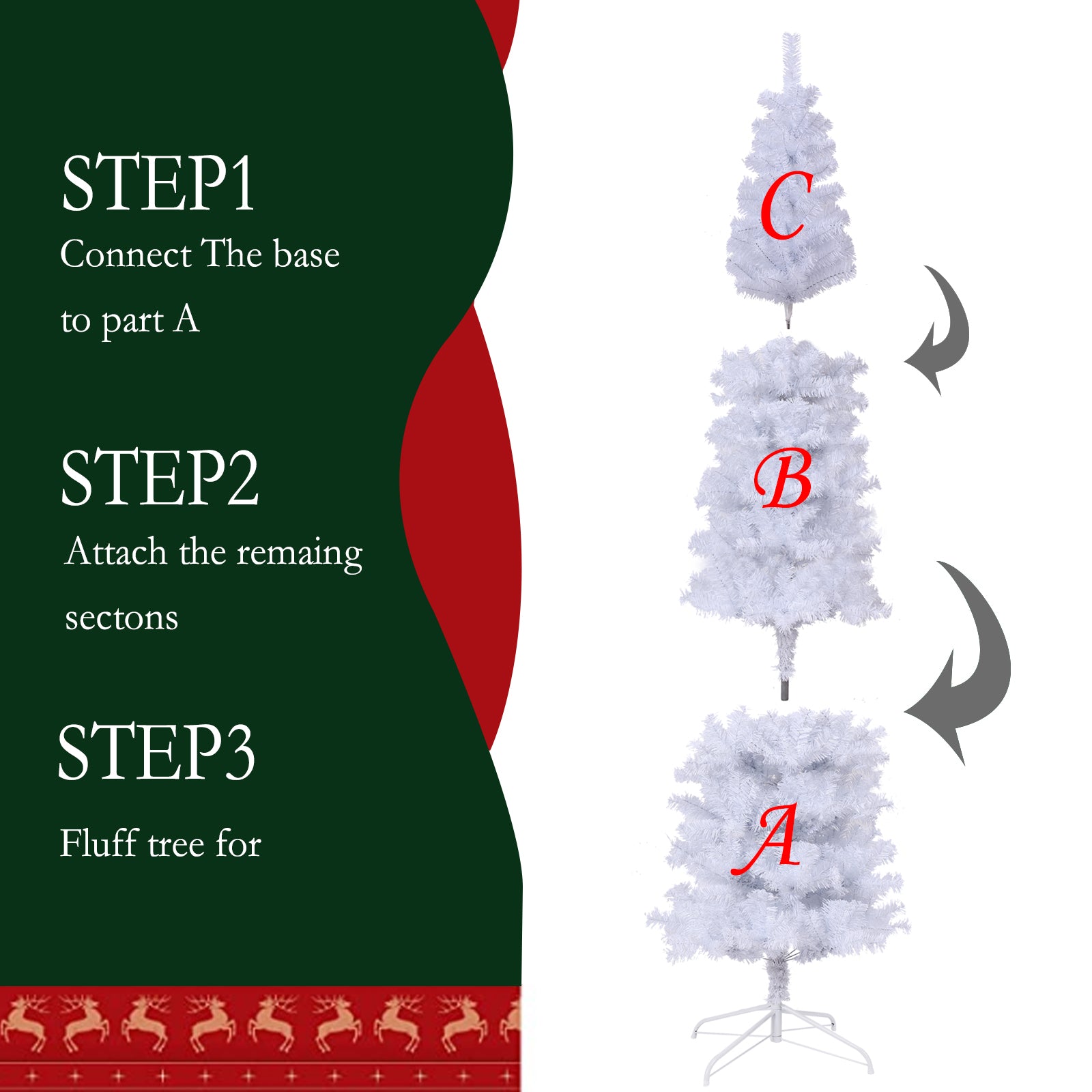 7.5Ft White Slim Artificial Christmas Tree Includes Foldable Metal Stand White American Traditional Polyester Polyester