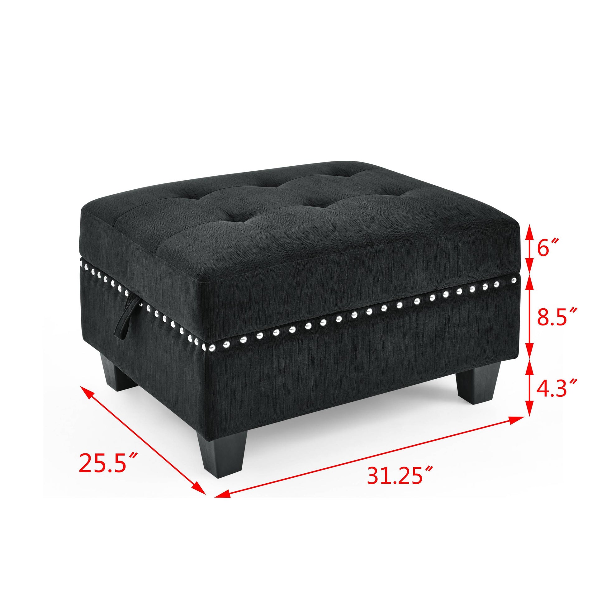 L Shape Modular Sectional Sofa,Diy Combination,Includes Three Single Chair ,Two Corner And Two Ottoman,Black Velvet. Black Foam Velvet