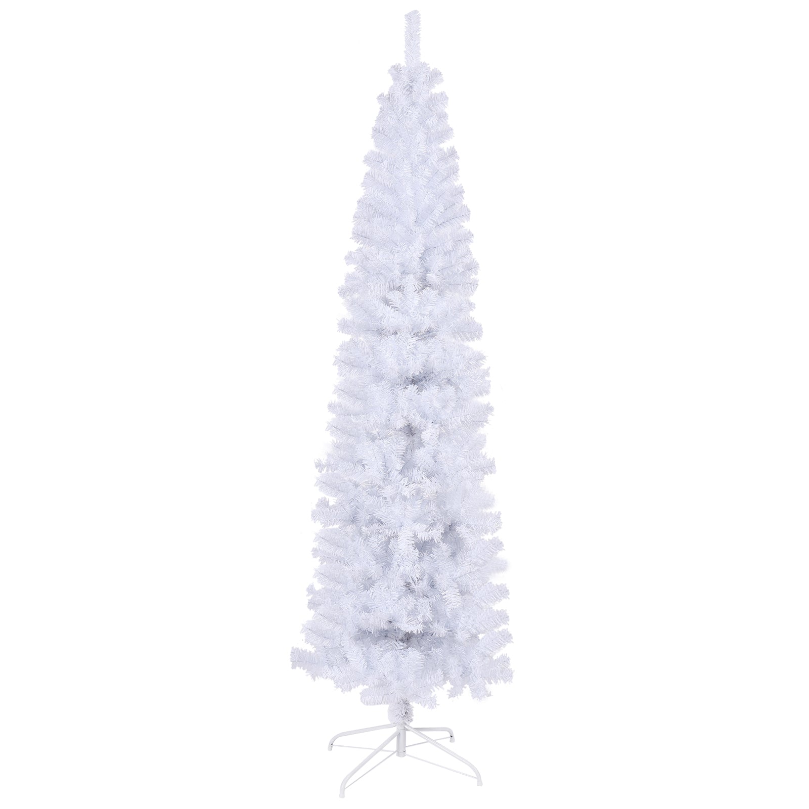 7.5Ft White Slim Artificial Christmas Tree Includes Foldable Metal Stand White American Traditional Polyester Polyester