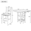 5 Piece Wooden Counter Height Dining Set With Padded Chairs And Storage Shelving Espresso Espresso Solid Wood