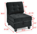 L Shape Modular Sectional Sofa,Diy Combination,Includes Three Single Chair And Three Corner ,Black Velvet. Black Foam Velvet