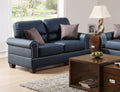 Black Bonded Leather 2Pc Sofa Set Sofa And Loveseat Living Room Furniture Black Faux Leather Wood Primary Living Space Cushion Back Contemporary,Modern Rolled Arms Bonded Leather 5 Seat