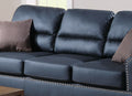 Black Bonded Leather 2Pc Sofa Set Sofa And Loveseat Living Room Furniture Black Faux Leather Wood Primary Living Space Cushion Back Contemporary,Modern Rolled Arms Bonded Leather 5 Seat