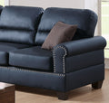 Black Bonded Leather 2Pc Sofa Set Sofa And Loveseat Living Room Furniture Black Faux Leather Wood Primary Living Space Cushion Back Contemporary,Modern Rolled Arms Bonded Leather 5 Seat