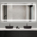 72 X 36 Inch Frameless Rectangular Led Bathroom Vanity Mirror With Touch Sensor, Anti Fog, And 3 Color Options In Silver Silver Glass